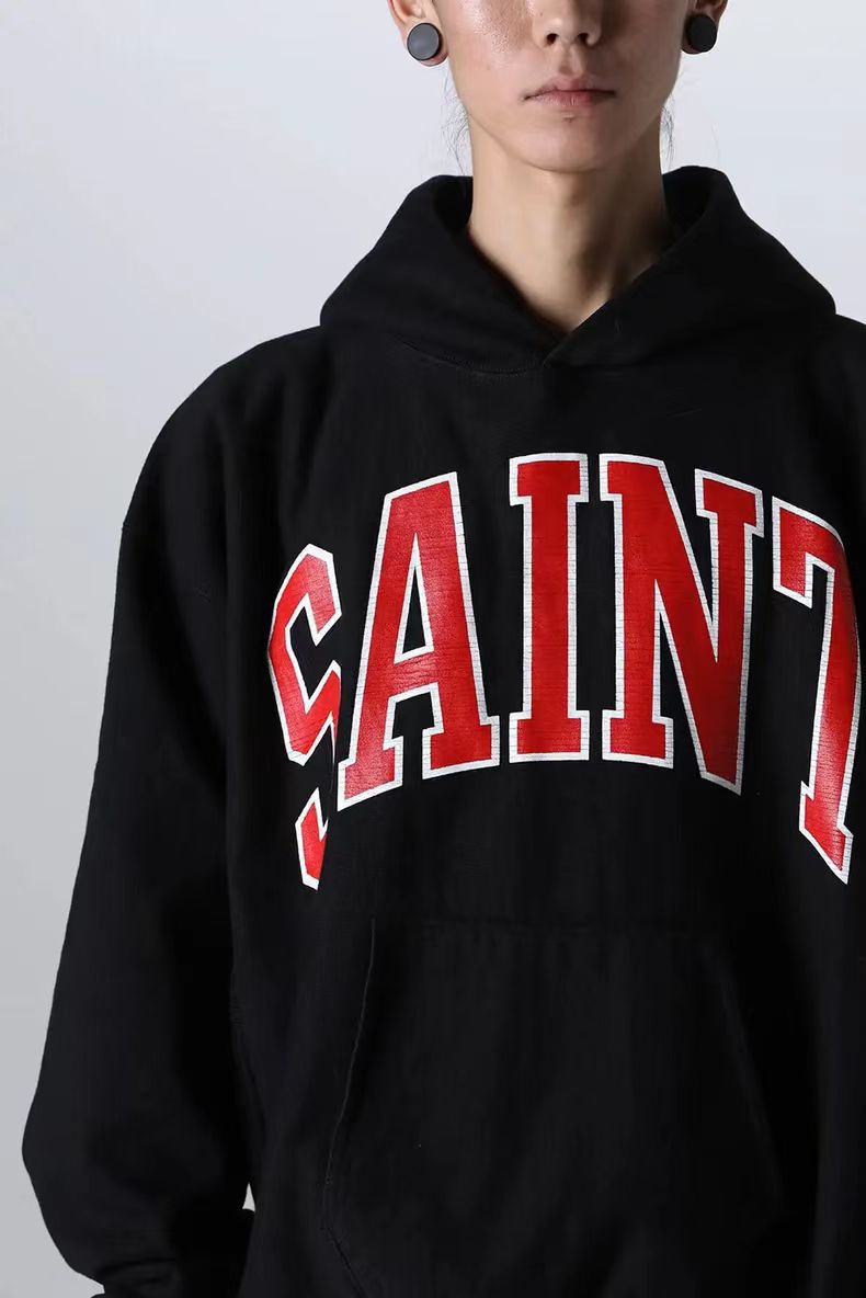 Saint Michael Logo-Print Cotton-Blend Jersey Hoodie